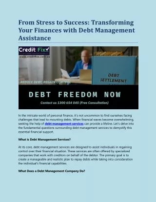 From Stress to Success: Transforming Your Finances with Debt Management