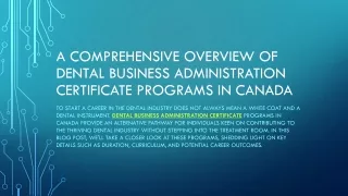 a comprehensive overview of dental business administration certificate programs in canada