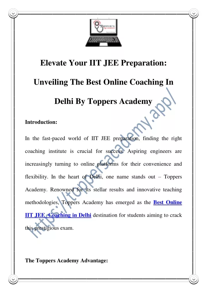 elevate your iit jee preparation