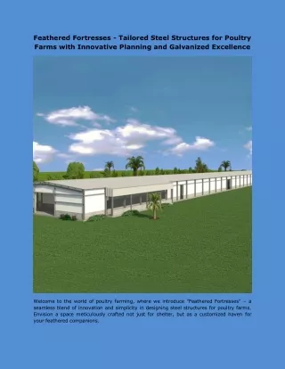 Feathered Fortresses - Tailored Steel Structures for Poultry Farms with Innovative Planning and Galvanized Excellence