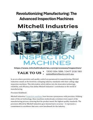 The Advanced Inspection Machines