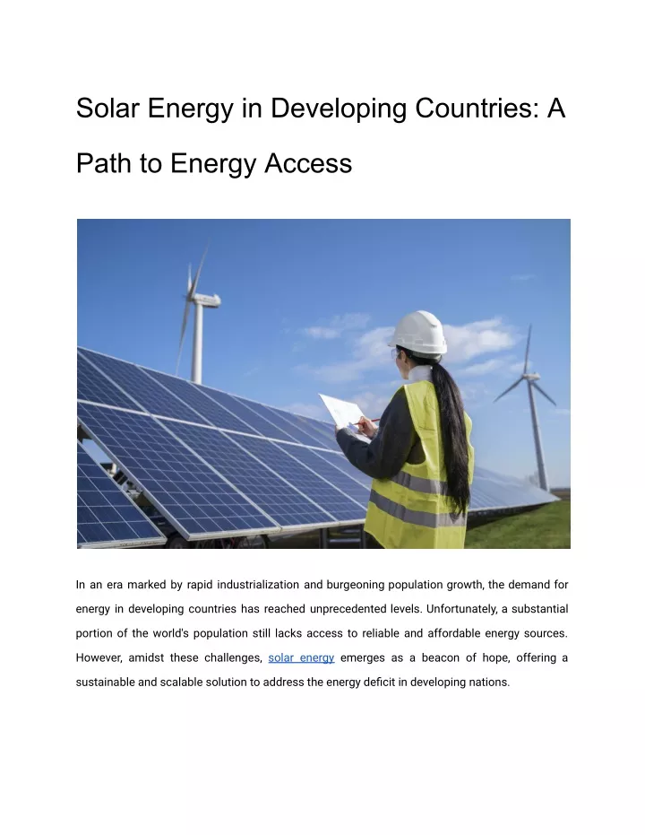 solar energy in developing countries a