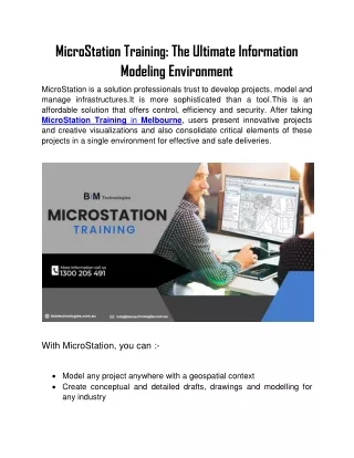 Affordable MicroStation Training in Melbourne