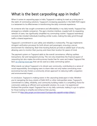 what is the best carpooling app in india