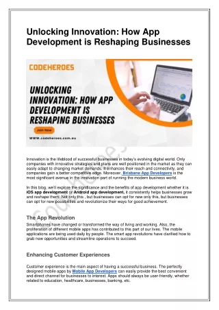 Unlocking Innovation: How App Development is Reshaping Businesses