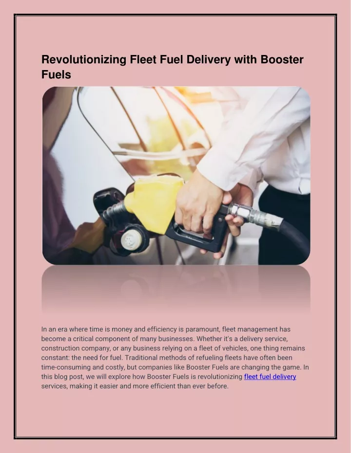 revolutionizing fleet fuel delivery with booster