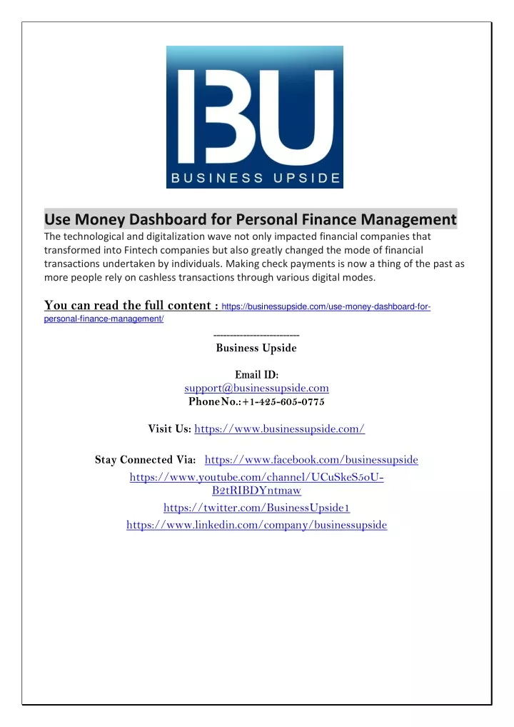use money dashboard for personal finance