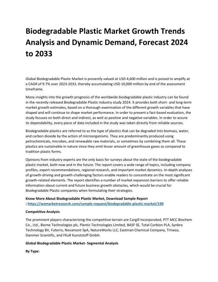biodegradable plastic market growth trends