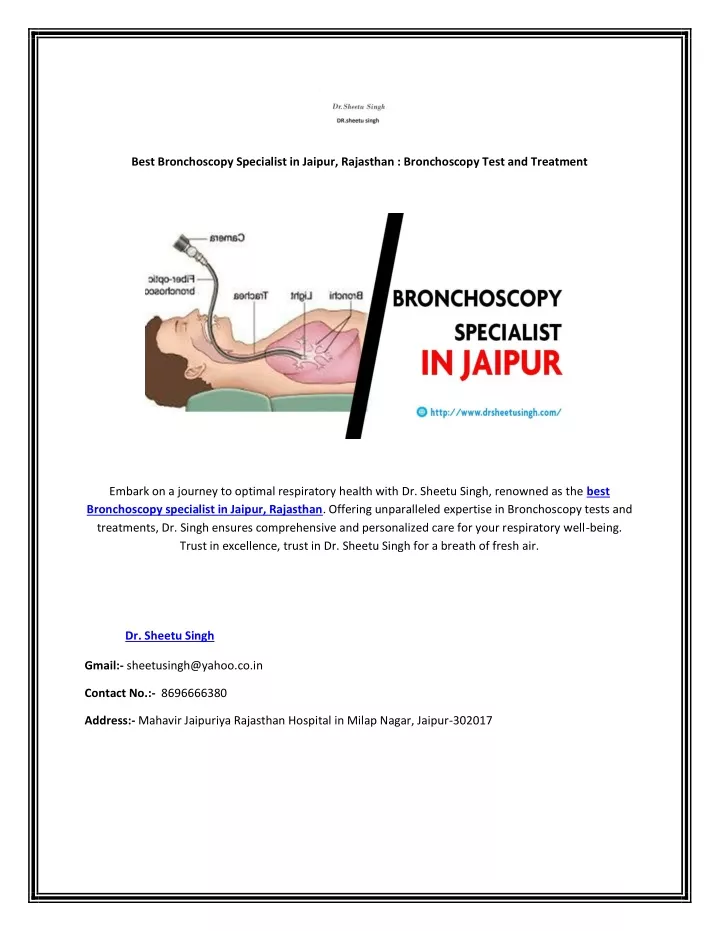 best bronchoscopy specialist in jaipur rajasthan