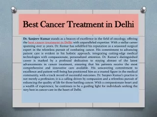 Best Cancer Treatment in Delhi