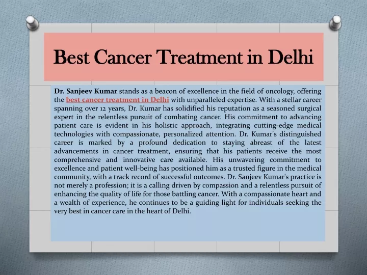 best cancer treatment in delhi