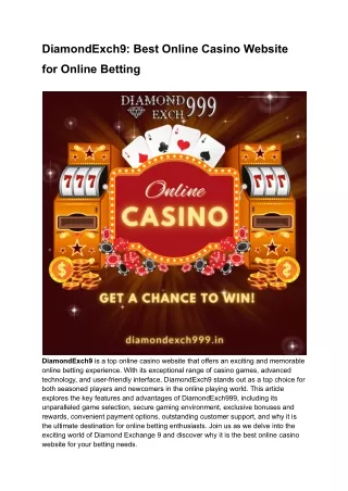 DiamondExch9_ Best Online Casino Website for Online Betting