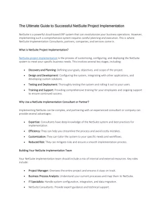the ultimate guide to successful netsuite project