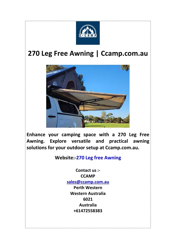 270 leg free awning ccamp com au