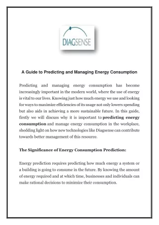 A Guide to Predicting and Managing Energy Consumption
