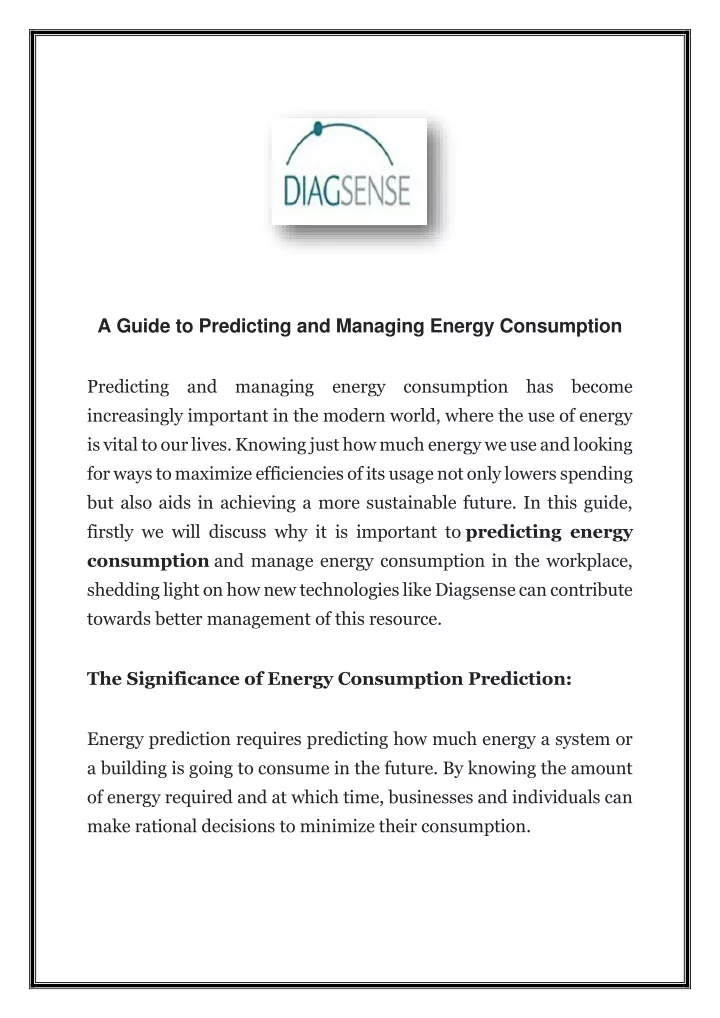 a guide to predicting and managing energy