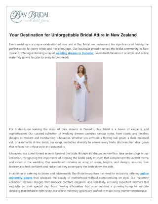 Your Destination for Unforgettable Bridal Attire in New Zealand