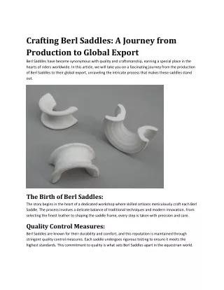 crafting berl saddles a journey from production