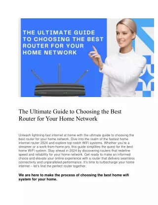 The Ultimate Guide to Choosing the Best Router for Your Home Network