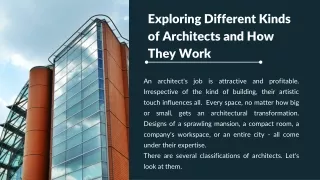 Exploring Different Kinds of Architects and How They Work