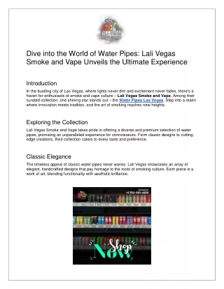 Dive into the World of Water Pipes: Lali Vegas
