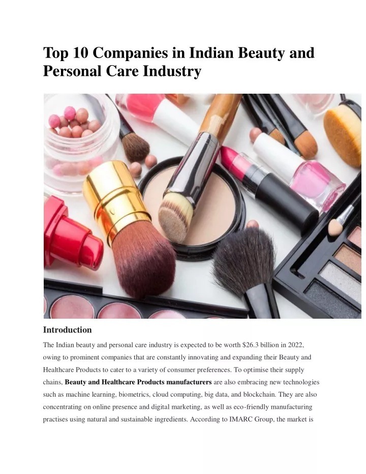 top 10 companies in indian beauty and personal
