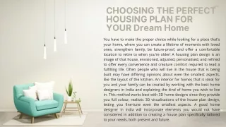 Choosing the Perfect Housing Plan for Your Dream Home