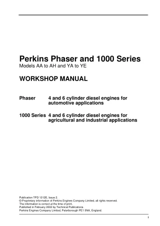 JCB Diesel 1000 Series Engine Model YD Service Repair Manual