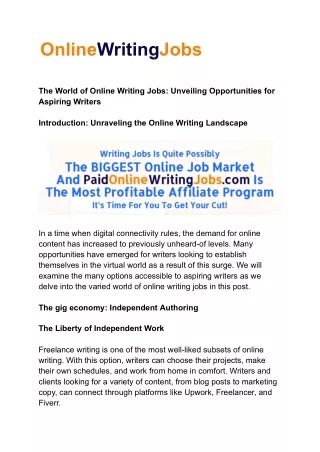 Online Writting Jobs For You.