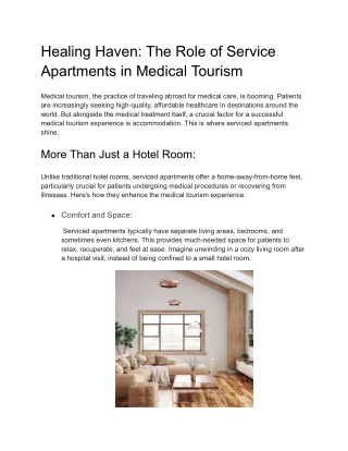 Healing Haven_ The Role of Service Apartments in Medical Tourism