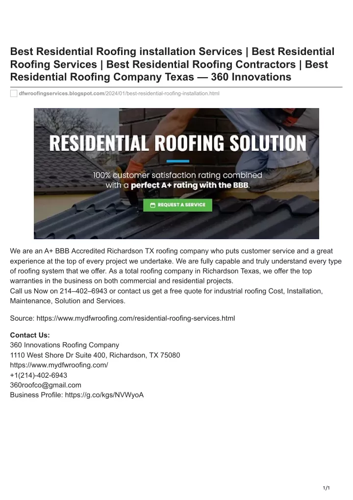 best residential roofing installation services