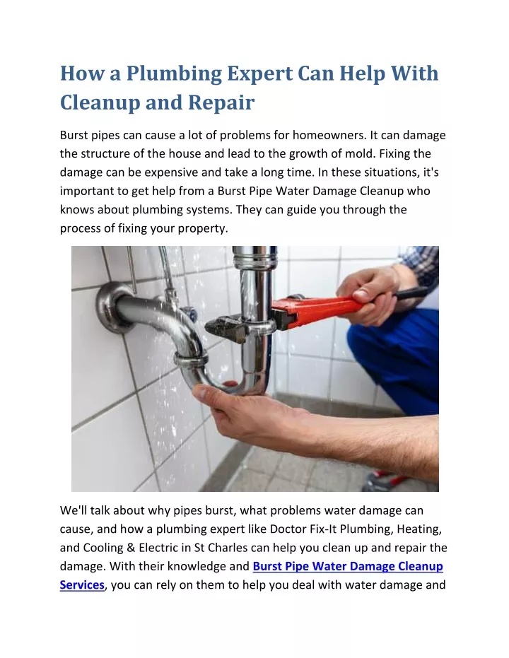 how a plumbing expert can help with cleanup