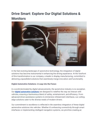 Drive Smart Explore Our Digital Solutions & Monitors