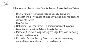 Enhance Your Beauty with Talenia Beauty Brows Eyeliner Tattoo