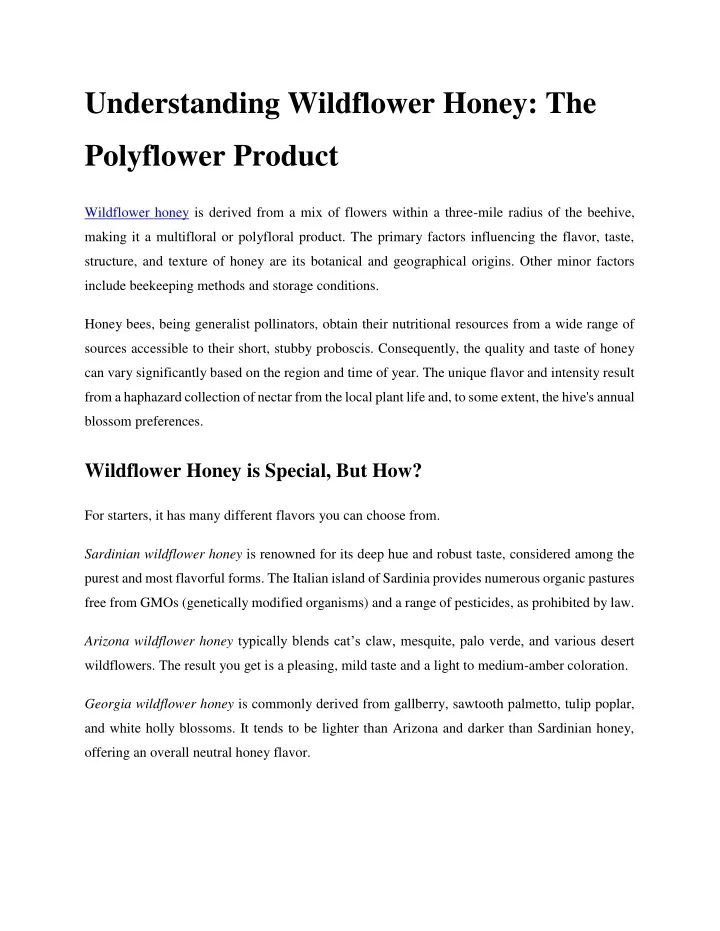 understanding wildflower honey the