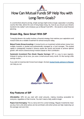 how can mutual funds sip help you how can mutual