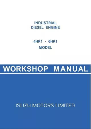 JCB Isuzu Engine 4HK1-6HK1 Service Repair Manual