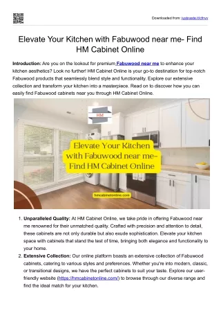 Elevate Your Kitchen with Fabuwood near me- Find HM Cabinet Online