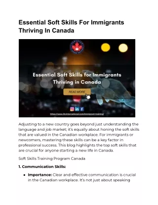 Essential Soft Skills For Immigrants Thriving In Canada