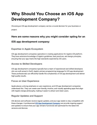 Why Should You Choose iOS App Development Company?