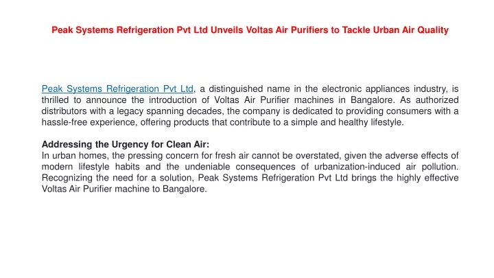 peak systems refrigeration pvt ltd unveils voltas