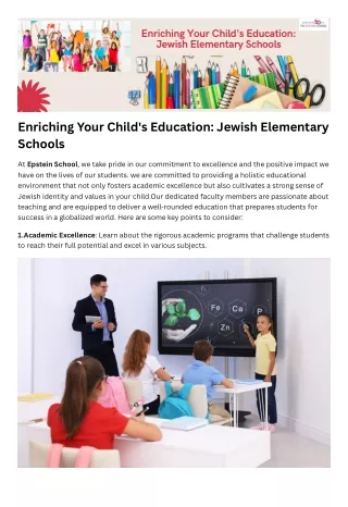 Enriching-Your-Child's -Education-Jewish-Elementary-Schools