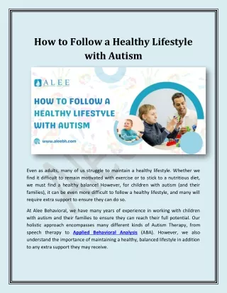 how to follow a healthy lifestyle with autism