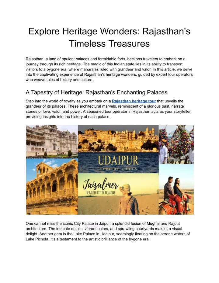 explore heritage wonders rajasthan s timeless