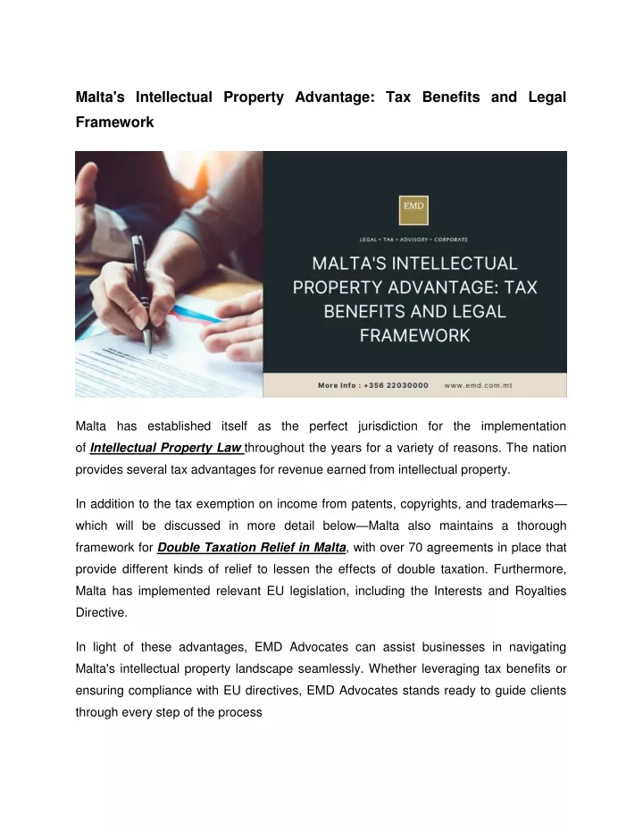 malta s intellectual property advantage