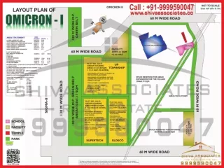 Omicron 1 Greater Noida HD Map Layout Plan of Omicron 1 | Shiva Associates