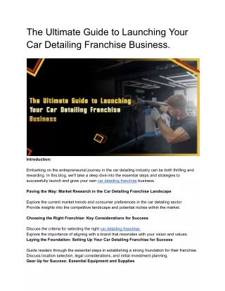 The Ultimate Guide to Launching Your Car Detailing Franchise Business.