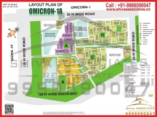 Omicron 1A Greater Noida HD Map Layout Plan of Omicron 1A | Shiva Associates