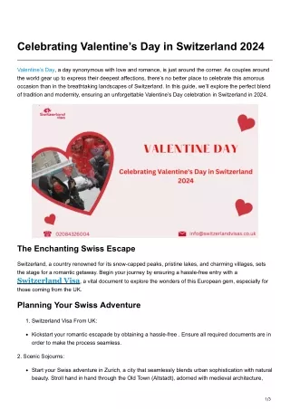 Celebrating Valentine’s Day in Switzerland 2024