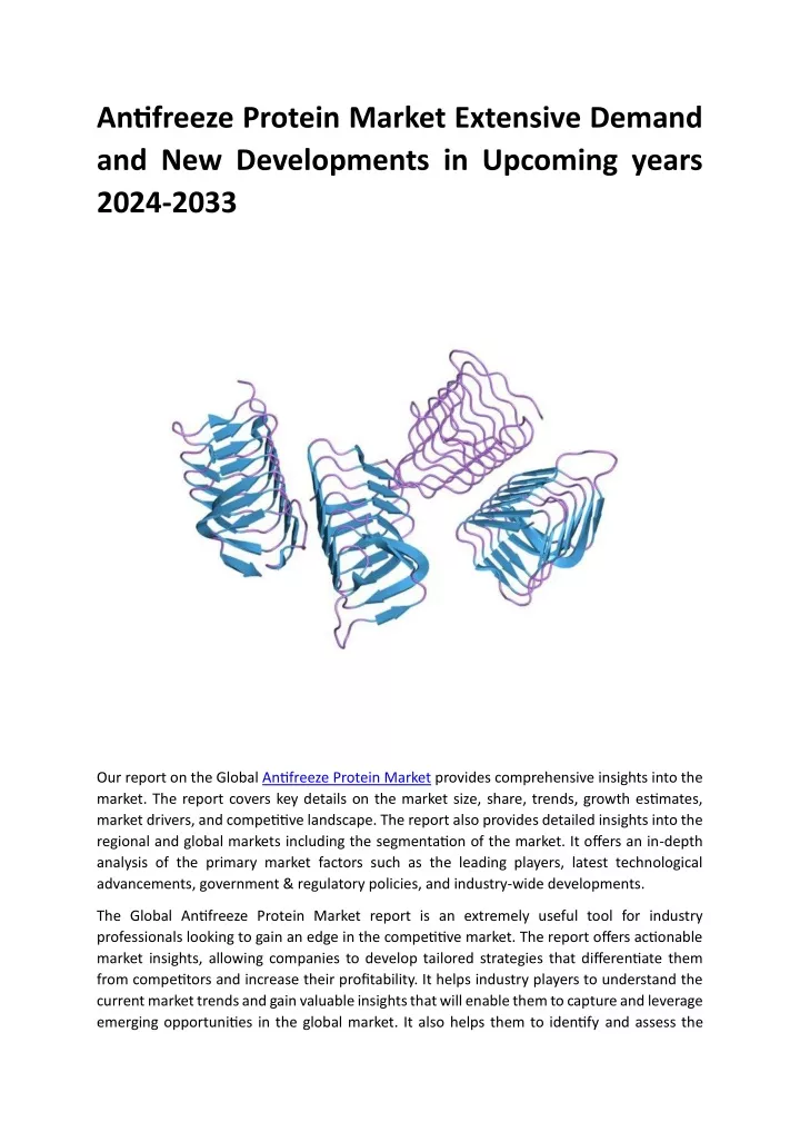 antifreeze protein market extensive demand